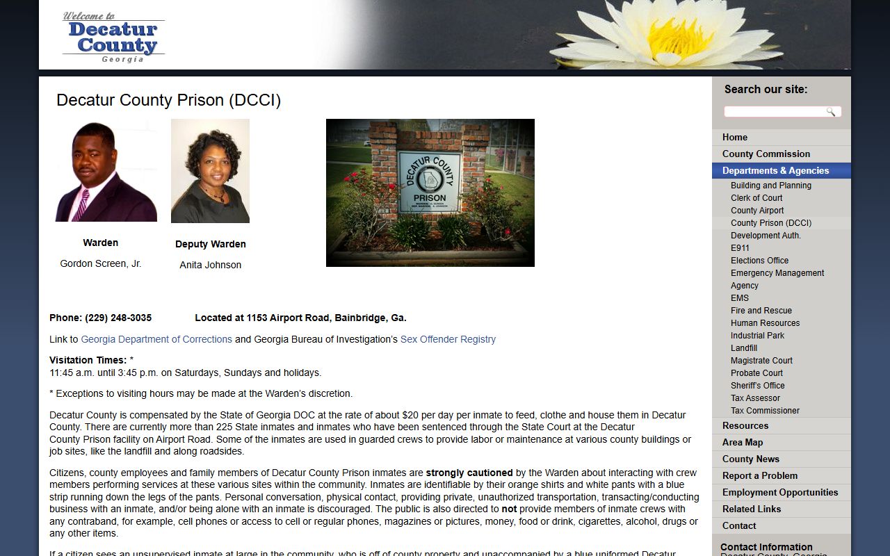 Decatur County Prison DCCI official county page